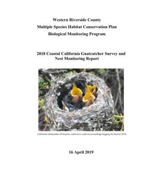 Coastal California Gnatcatcher Survey Report 2018