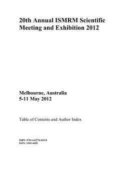 20Th Annual ISMRM Scientific Meeting and Exhibition 2012