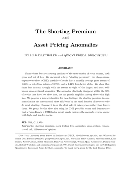 The Shorting Premium Asset Pricing Anomalies