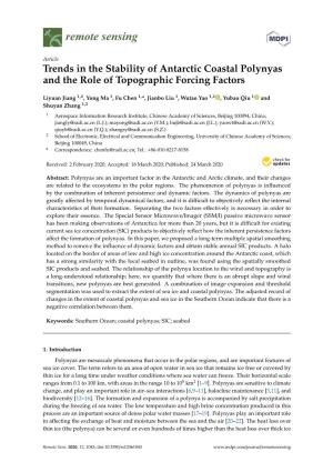 Trends in the Stability of Antarctic Coastal Polynyas and the Role of Topographic Forcing Factors