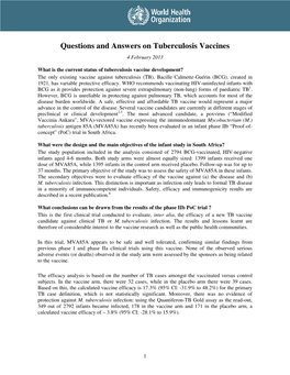 Questions and Answers on Tuberculosis Vaccines