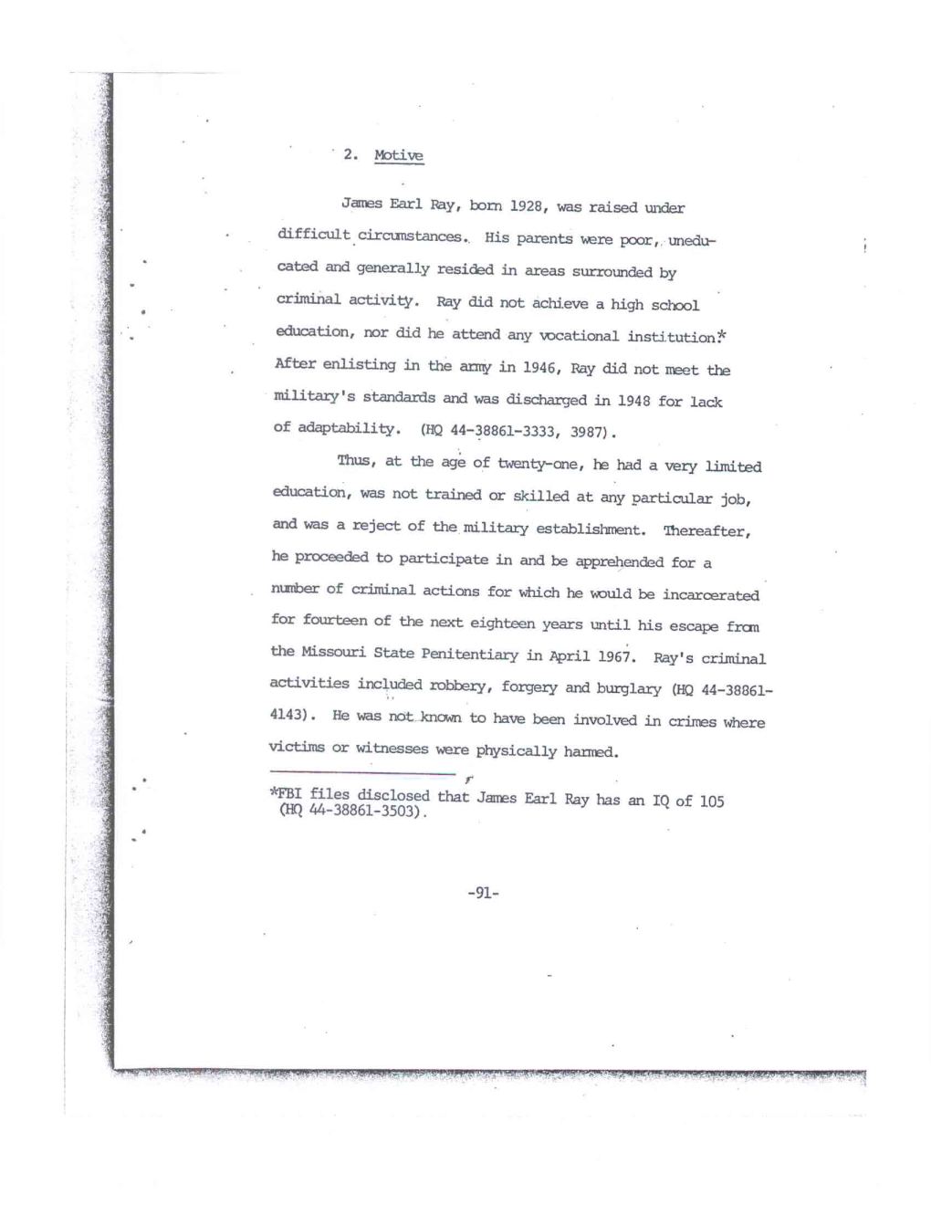 2. Motive James Earl Ray, Born 1928, Was Raised Under Difficult