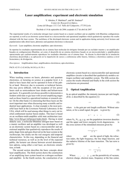 LASER AMPLIFICATION: EXPERIMENT and ELECTRONIC SIMULATION 169 and the Oscillator Strength of the Laser Transition