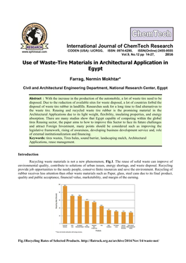 Use of Waste-Tire Materials in Architectural Application in Egypt International Journal of Chemtech Research