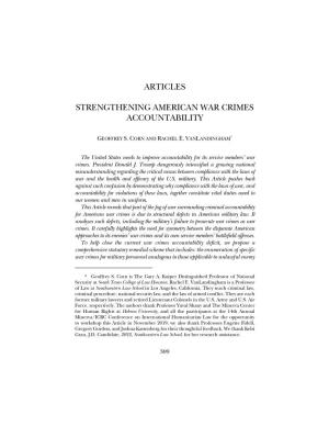 Articles Strengthening American War Crimes