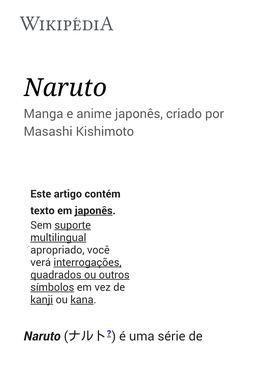 Naruto Manga E Anime Japonês, Criado Por Masashi Kishimoto