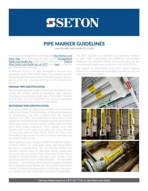 PIPE MARKER GUIDELINES Latest Revision: ANSI/ASME A13.1-2015