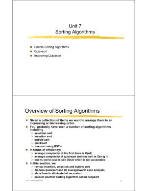 Overview of Sorting Algorithms