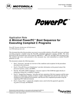 A Minimal Powerpc™ Boot Sequence for Executing Compiled C Programs