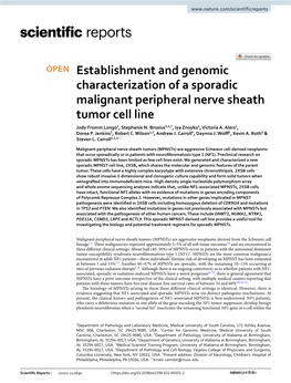 Establishment and Genomic Characterization of a Sporadic Malignant Peripheral Nerve Sheath Tumor Cell Line Jody Fromm Longo1, Stephanie N