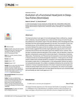 Evolution of a Functional Head Joint in Deep-Sea Fishes (Stomiidae)