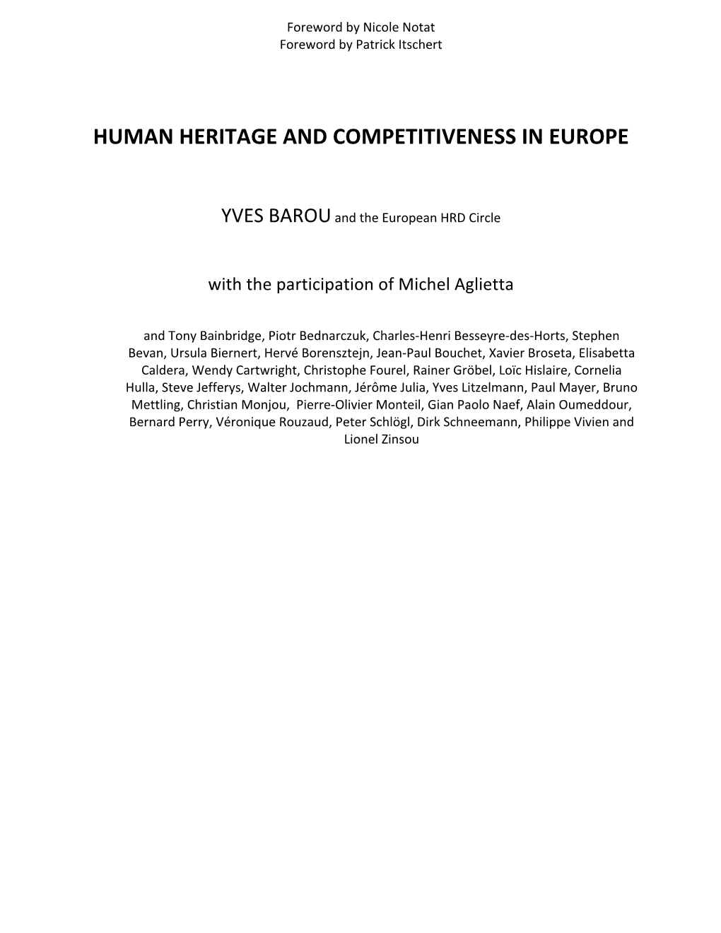Human Heritage and Competitiveness in Europe