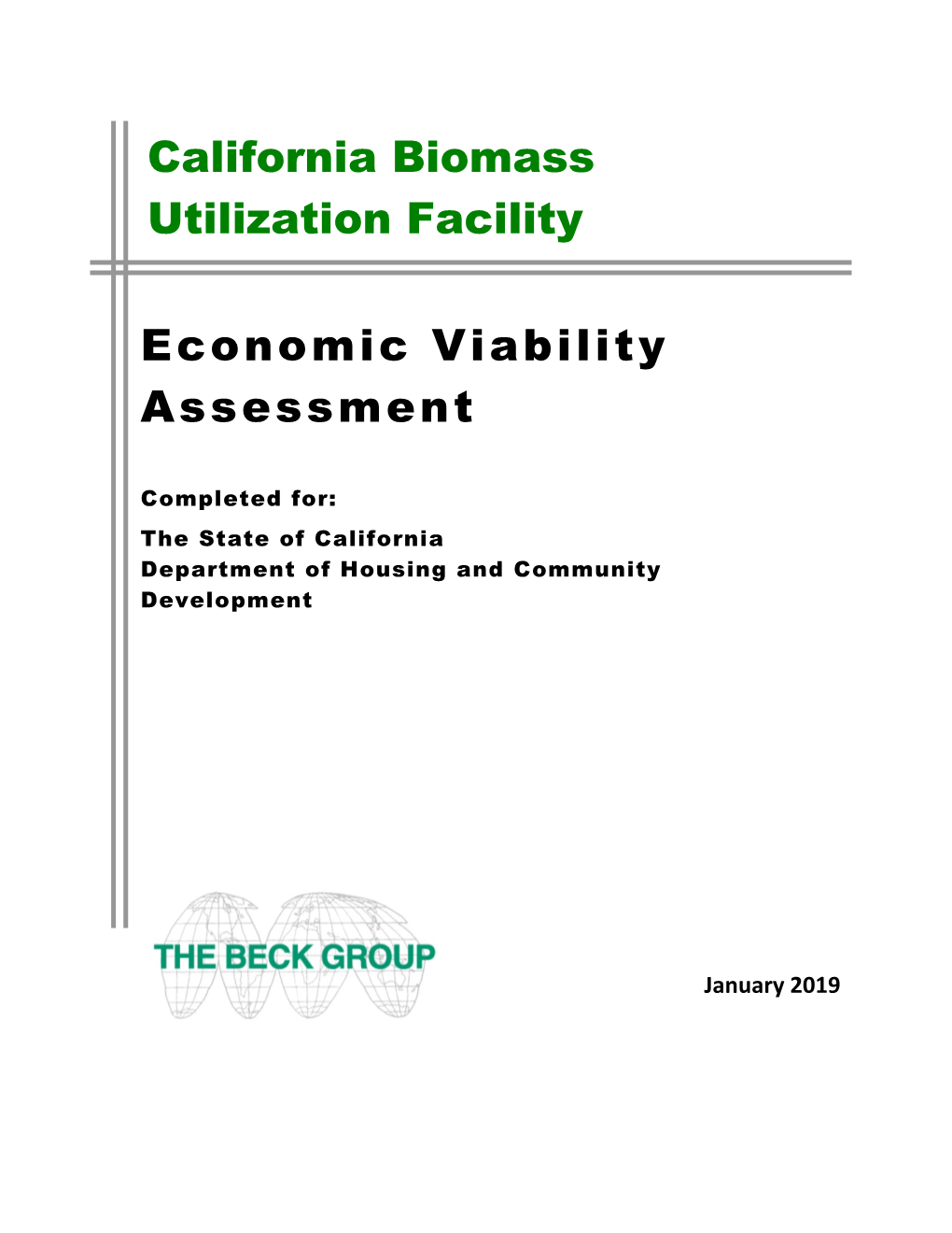 California Biomass Utilization Facility Economic Viability Assessment