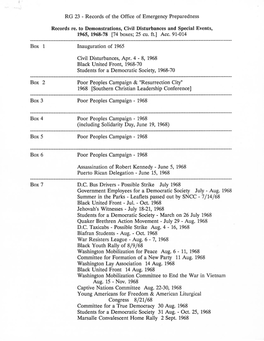 Records of the Office of Emergency Preparedness Relating To