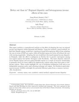 Regional Disparity and Heterogeneous Income Effects of the Euro