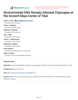 Environmental DNA Reveals Arboreal Cityscapes at the Ancient Maya Center of Tikal