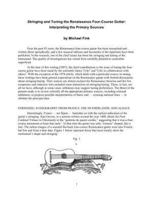 Stringing and Tuning the Renaissance Four-Course Guitar: Interpreting the Primary Sources