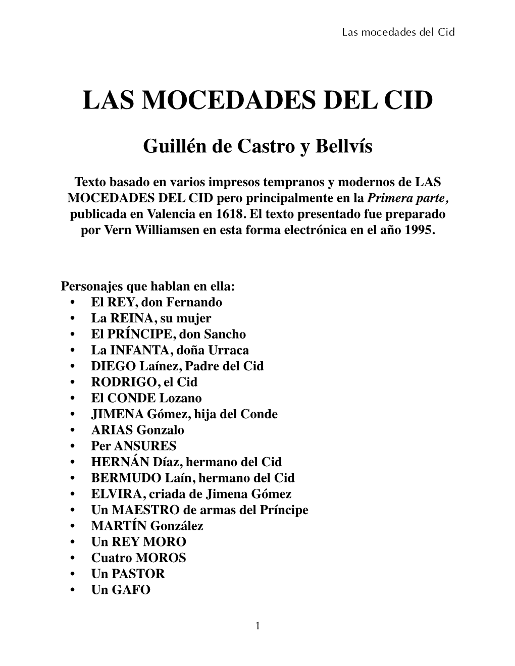 Las Mocedades Del Cid