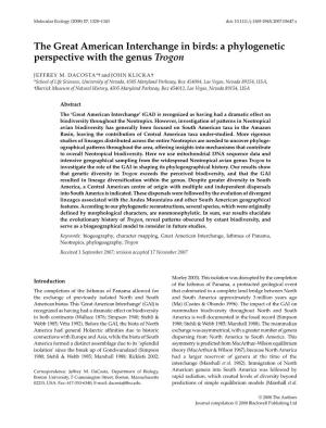 A Phylogenetic Perspective with the Genus Trogon