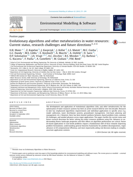 Evolutionary Algorithms and Other Metaheuristics in Water Resources: Current Status, Research Challenges and Future Directions*,**