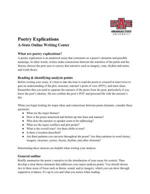 Poetry Explications A-State Online Writing Center