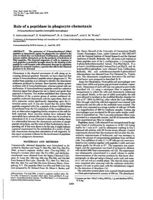 Role of a Peptidase in Phagocyte Chemotaxis (N-Formylmethionyl Peptides/Neutrophils/Macrophages) S