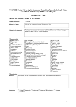 Reversing Environmental Degradation Trends in the South China Sea and Gulf of Thailand” (UNEP/GEF SCS Project)