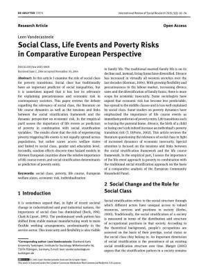 Social Class, Life Events and Poverty Risks in Comparative European Perspective