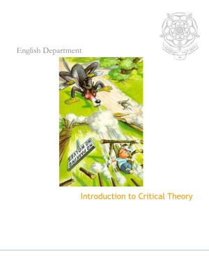 English Department Introduction to Critical Theory