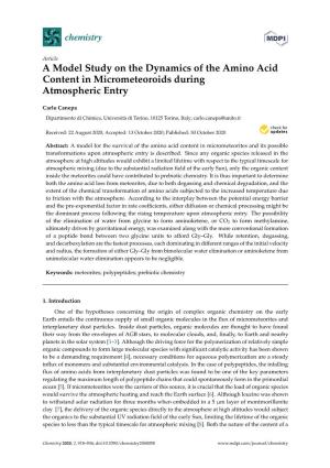 A Model Study on the Dynamics of the Amino Acid Content in Micrometeoroids During Atmospheric Entry