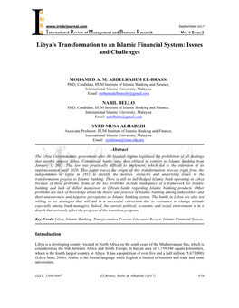 Libya's Transformation to an Islamic Financial System: Issues And