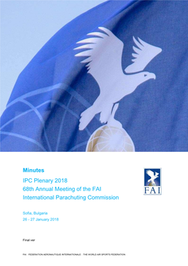 Minutes IPC Plenary 2018 68Th Annual Meeting of the FAI International Parachuting Commission
