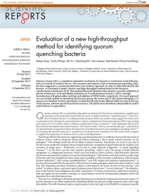Evaluation of a New High-Throughput Method for Identifying Quorum
