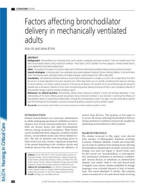 Factors Affecting Bronchodilator Delivery in Mechanically Ventilated Adults Arzu Ari and James B Fink