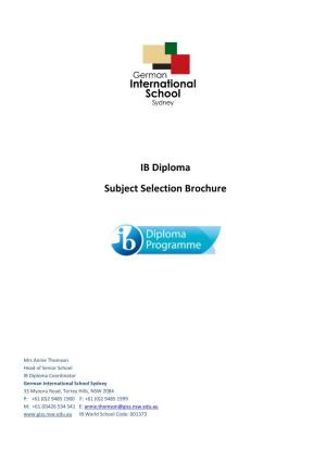 IB Diploma Subject Selection Brochure