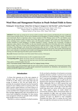 Weed Flora and Management Practices in Peach Orchard Fields in Korea