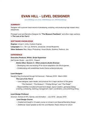 Evan Hill | Level Designer