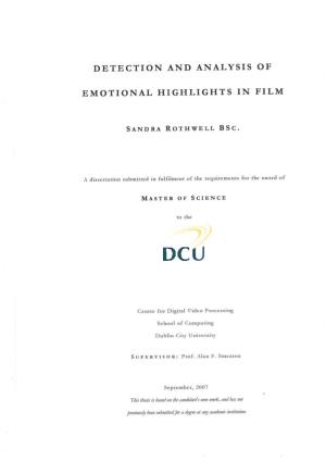 Detection and Analysis of Emotional Highlights in Film