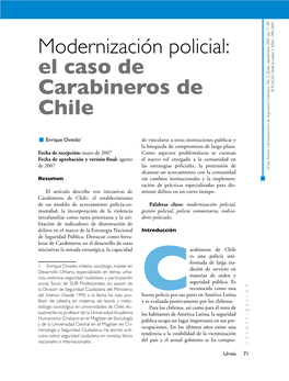 Modernización Policial: El Caso De Carabineros De Chile