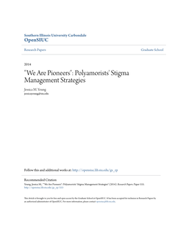 Polyamorists' Stigma Management Strategies Jessica M