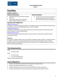 Lesson 2 National Standards: State Standards:  Identify Different Kinds of Family Structures