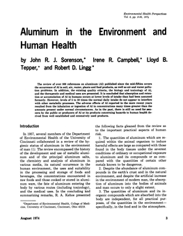 Aluminum in the Environment and Human Health by John R
