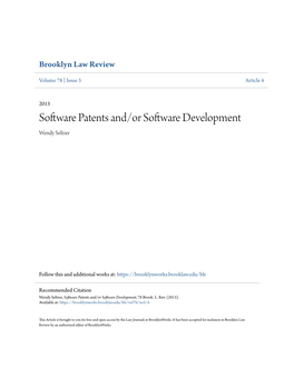 Software Patents And/Or Software Development Wendy Seltzer