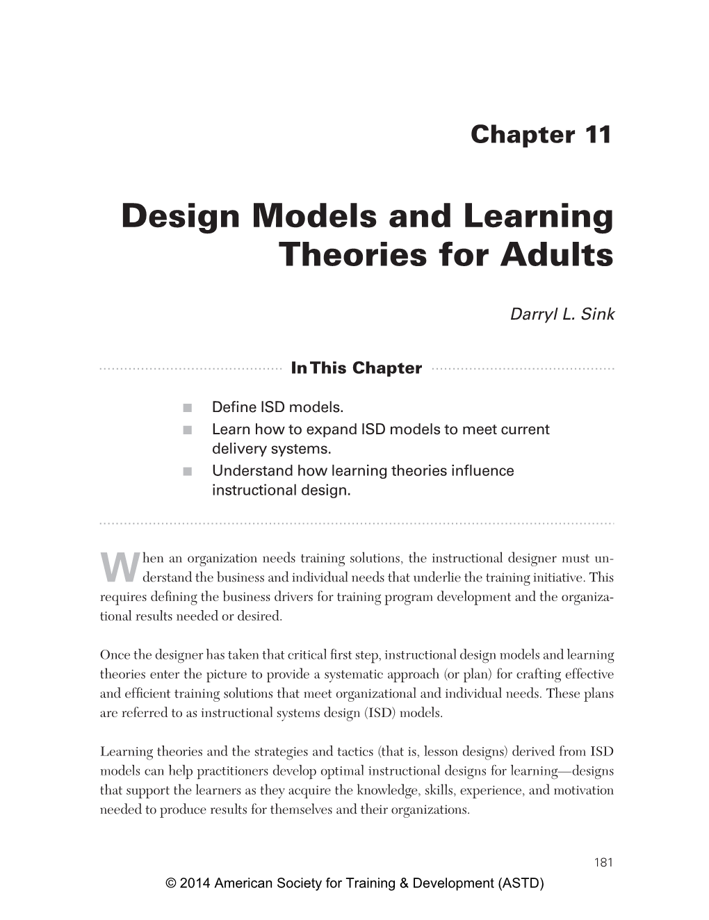 Design Models and Learning Theories for Adults