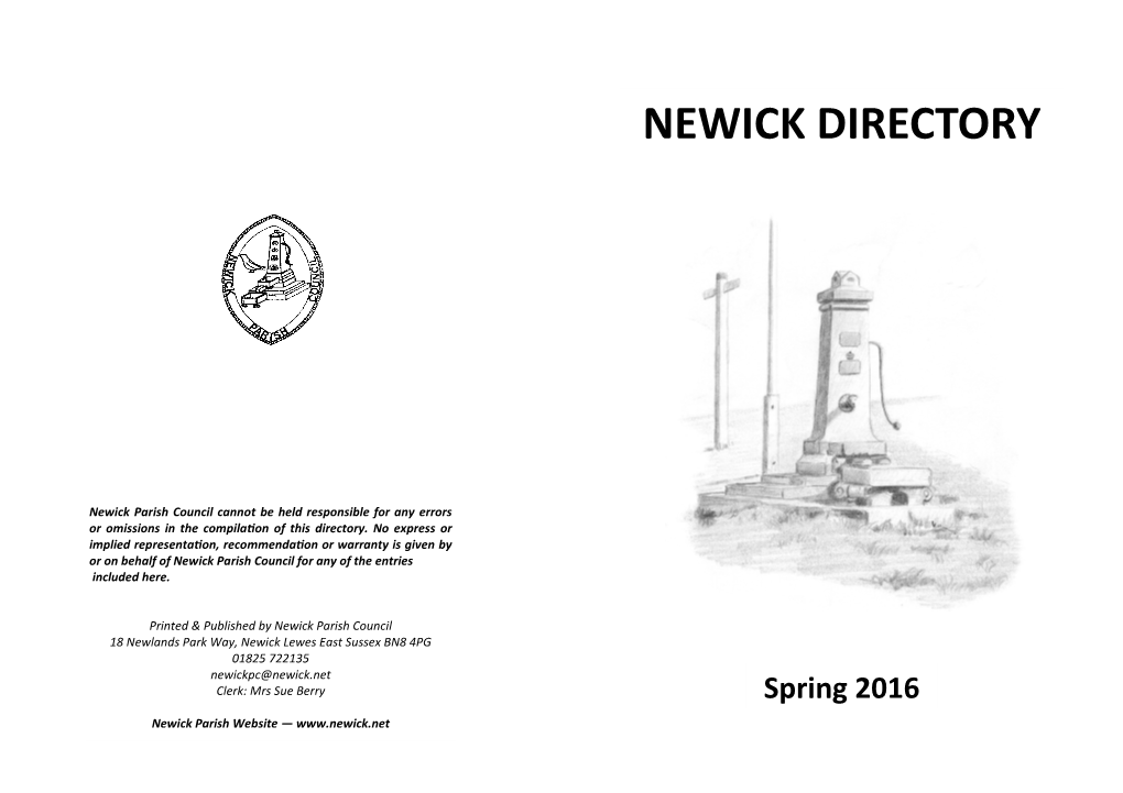 Newick Directory 2016-Aug.Pdf