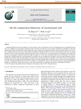 On the Compression Behaviour of Reconstituted Soils