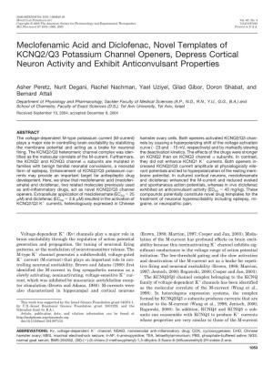 Meclofenamic Acid and Diclofenac, Novel Templates of KCNQ2/Q3 Potassium Channel Openers, Depress Cortical Neuron Activity and Exhibit Anticonvulsant Properties