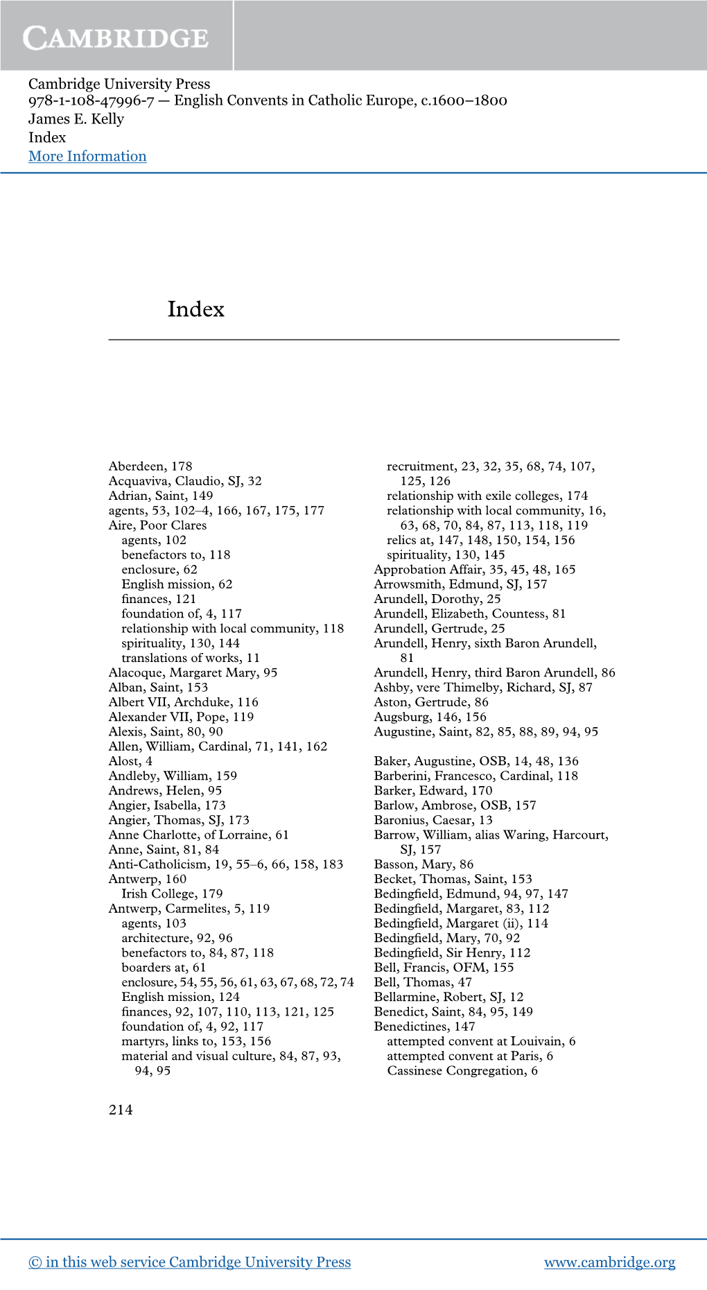 Cambridge University Press 978-1-108-47996-7 — English Convents in Catholic Europe, C.1600–1800 James E