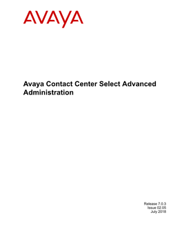 Avaya Contact Center Select Advanced Administration