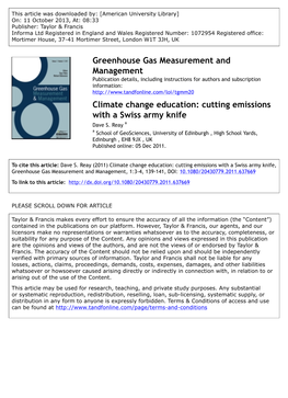 Climate Change Education: Cutting Emissions with a Swiss Army Knife Dave S
